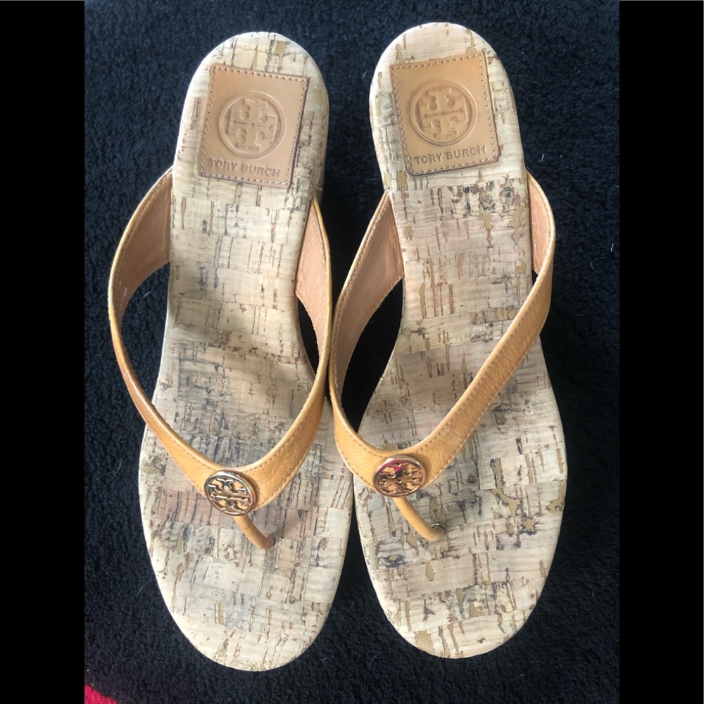 Tory Burch Suzy Tan cork wedge sandals
